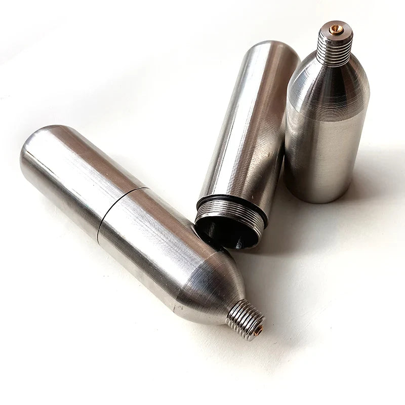 3/8-24UNF CO2 Cartridges – High Pressure Stainless Steel Rechargeable Cylinder for Oxygen Training, Scuba & Rescue Vest