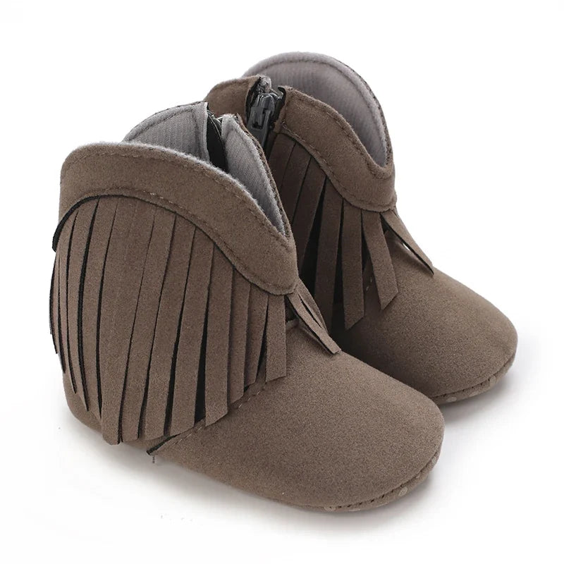 Western Denim Baby Winter Boots - Warm Casual First Walker Shoes for Boys & Girls 0-18 Months