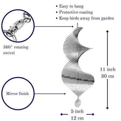 3D Rotating Wind Chime Spinner – Spiral Pendant with Bell for Patio, Garden & Outdoor Home Decor