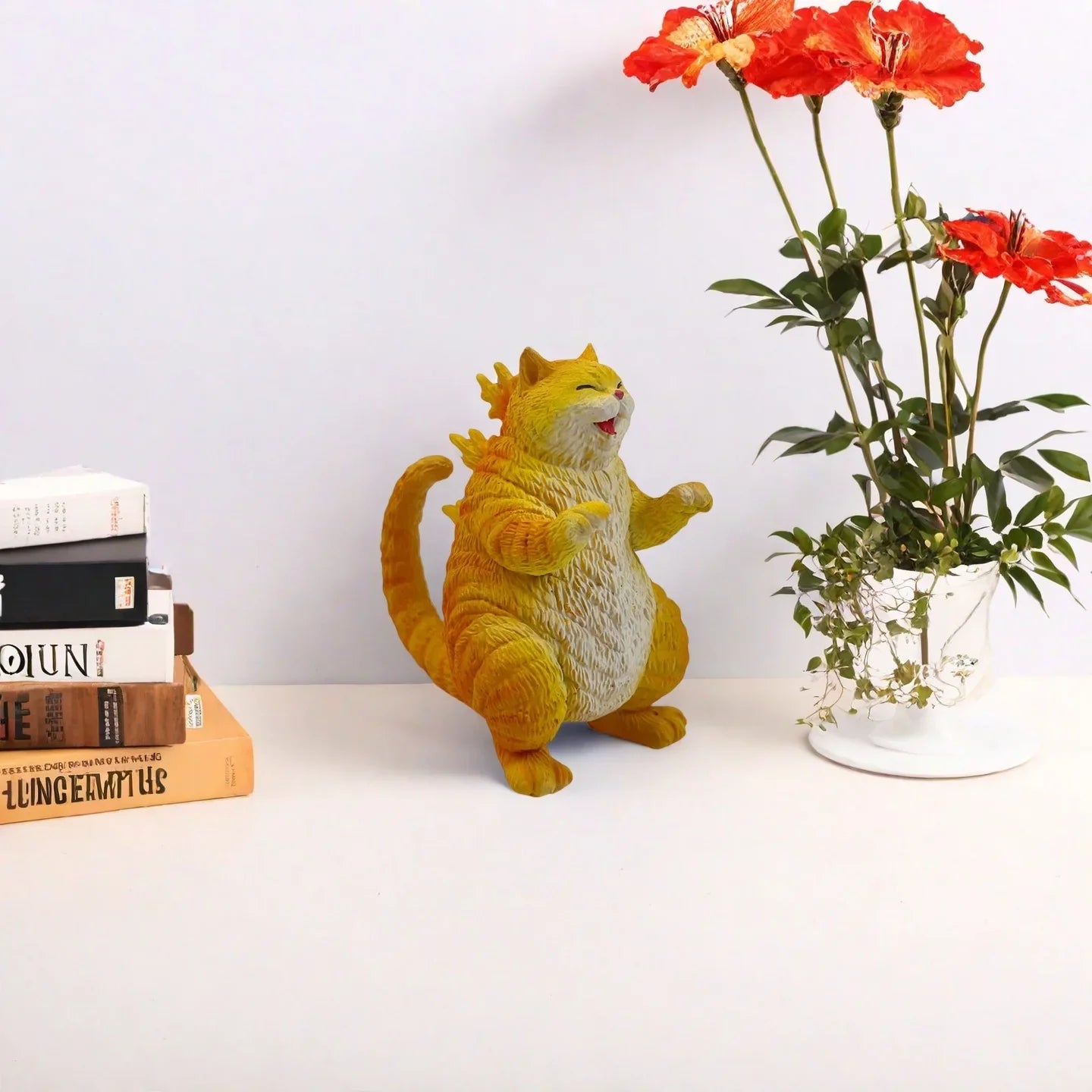 Handmade Monster Cat Figurine – Resin Sculpture for Home, Office Desk Decor & Collectible