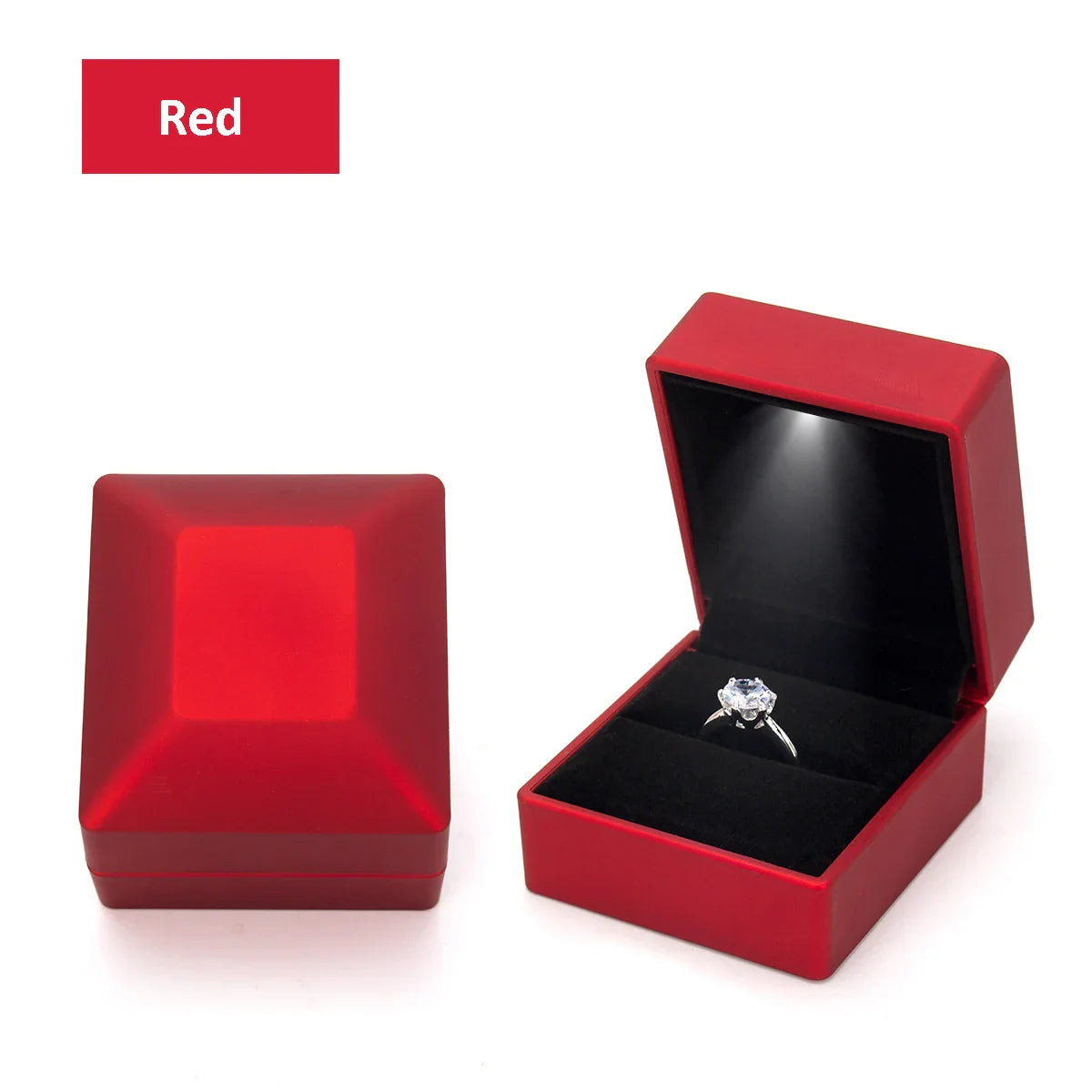 LED Light Ring Box – Red Wine Jewelry Gift Box for Proposal, Engagement & Wedding | Valentine's Day Anniversary