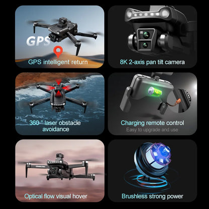 Xiaomi V198GPS Drone with 8K HD Camera – Foldable Brushless Quadcopter with Obstacle Avoidance & Optical ESC Aerial Tech