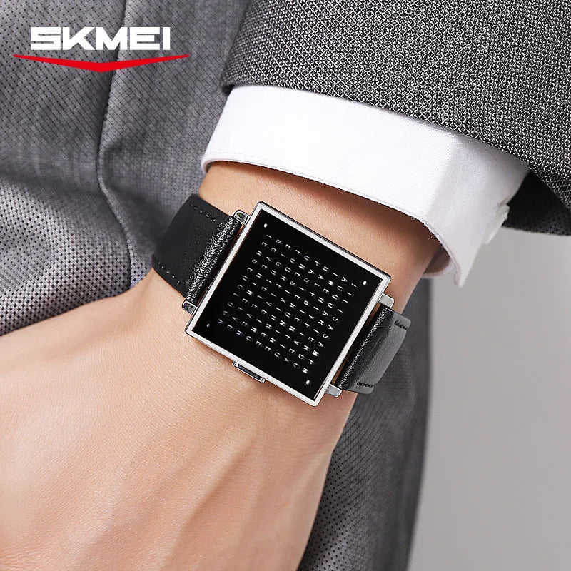 SKMEI 2388 Luxury Digital LED Watch for Men – Waterproof, Date Display, Leather Strap Wristwatch