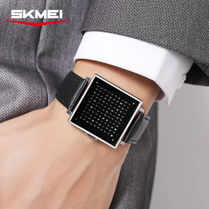SKMEI 2388 Luxury Digital LED Watch for Men – Waterproof, Date Display, Leather Strap Wristwatch