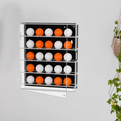 Acrylic Golf Ball Display Case Storage Box – Wall Mount or Tabletop Holder for Golf Ball Collectibles, Sports Memorabilia Display Organizer