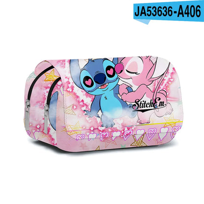 Stitch Fully Printed Flap Pencil Case – Kawaii Anime Stationery Box for School Girls