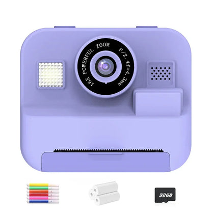 Children's Mini Digital Camera – Thermal Printing, Image Stabilization & 32GB Card Included