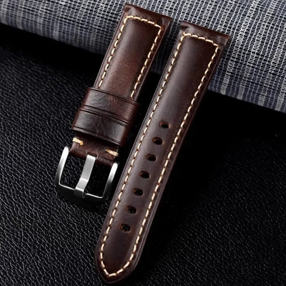 Genuine Calfskin Leather Watch Strap – 20mm & 22mm for Huawei Watch GT 4/3, Amazfit GTR & Galaxy Watch 5/6