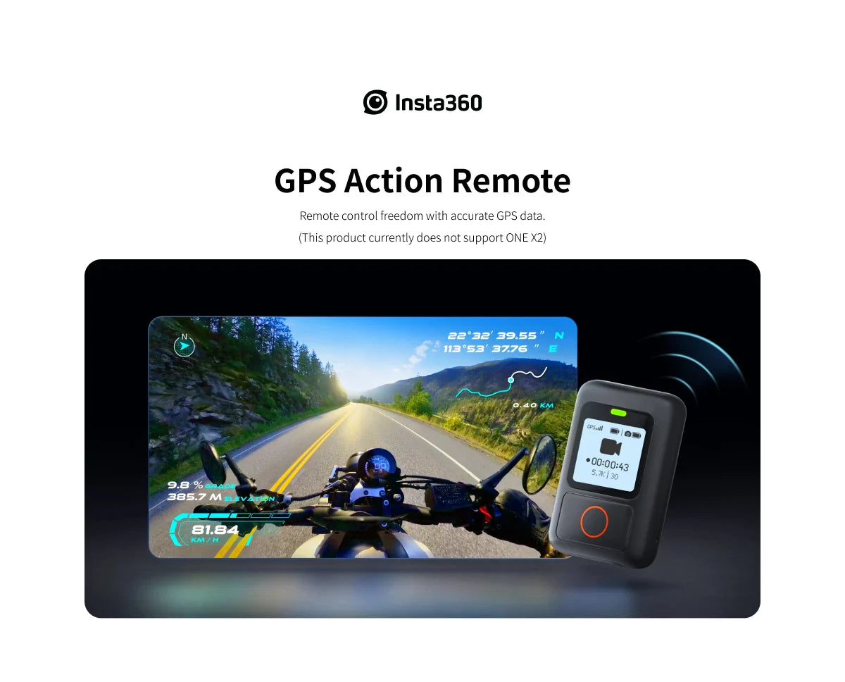Insta360 GPS Action Remote – Original Accessory for X5, X4, X3, Ace Pro 2, ONE X2, ONE RS & GO 3S
