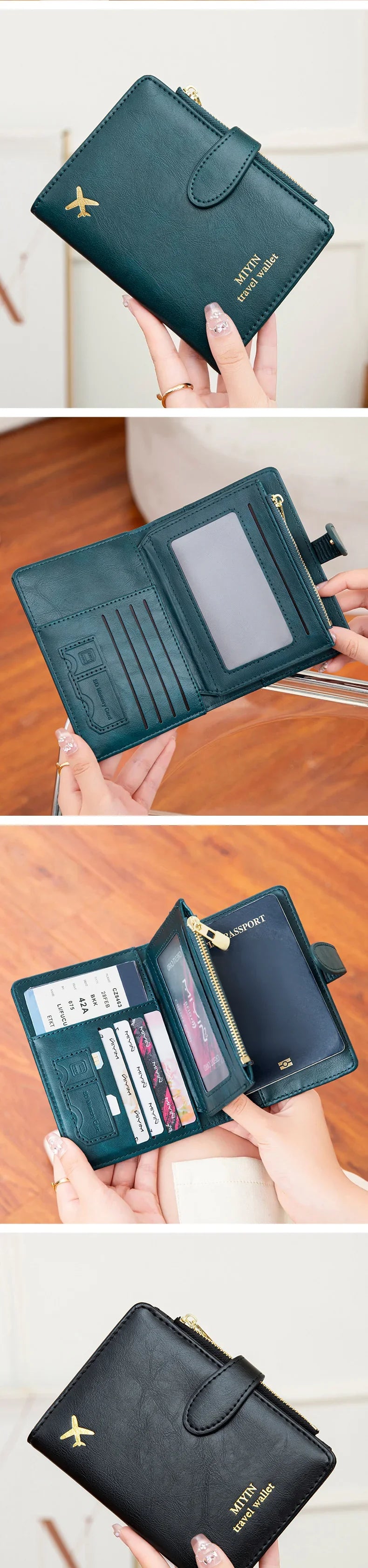 Multi-Functional RFID Anti-Theft Passport Bag – PU Leather Wallet with Multi Card Slots & Large Capacity