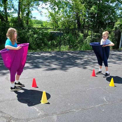 Giant Outdoor Yard Game Set — Kid, Adult & Granny Pants Marker Cones with Sensory Tossing Ball for Family Reunions and Field Games