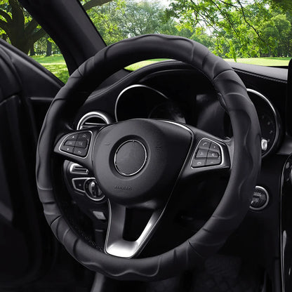 Artificial Lambskin 3D Sports Car Steering Wheel Cover — Fits 14.5-15 Inch (37-38CM) Wheels