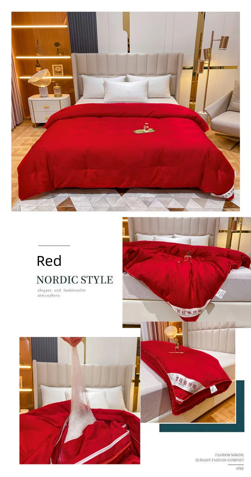 100% Natural Mulberry Silk Comforter - Summer Cool & Winter Warm Duvet, King, Queen, Twin & Single Bedding Quilt