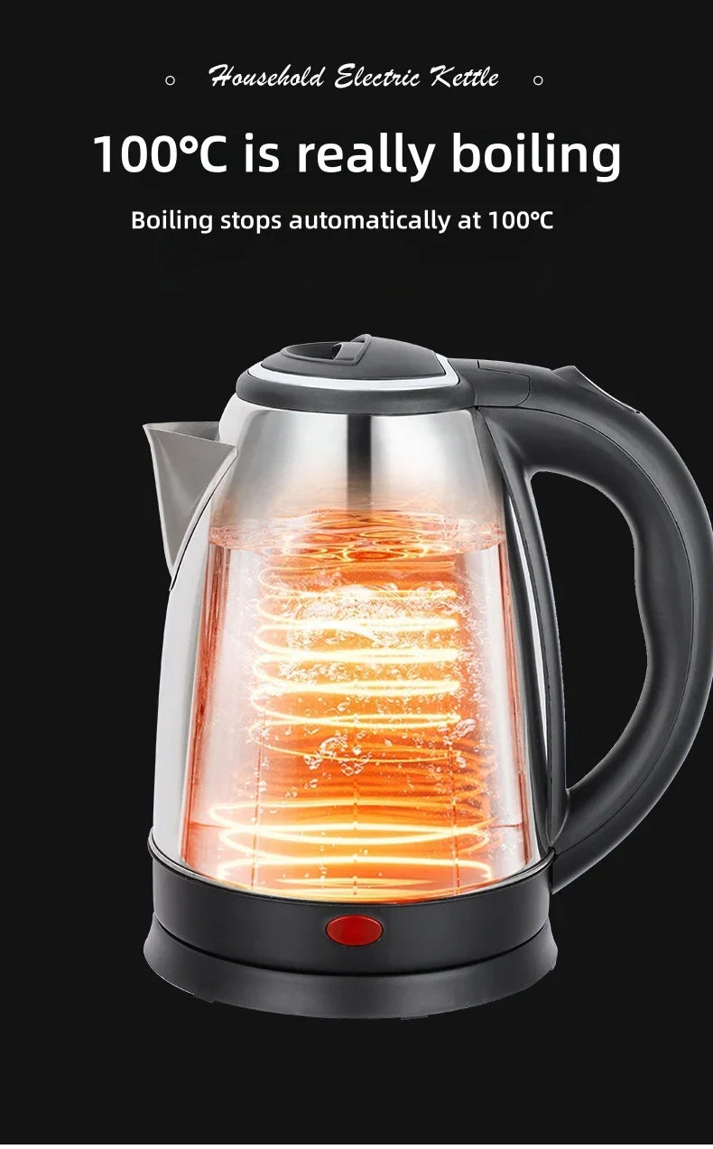 2L Travel Electric Kettle | Stainless Steel Portable Water Boiler for Tea & Coffee