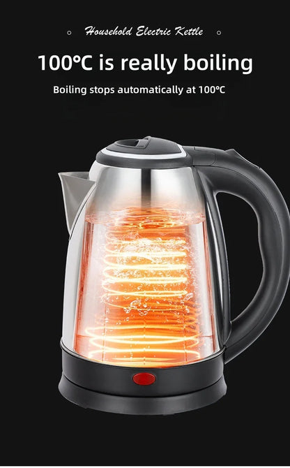 2L Travel Electric Kettle | Stainless Steel Portable Water Boiler for Tea, Coffee & Kitchen