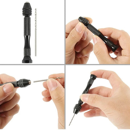 Mini Aluminum Hand Drill with Keyless Chuck – HSS Steel Twist Drill Bit for Woodworking & Manual Drilling