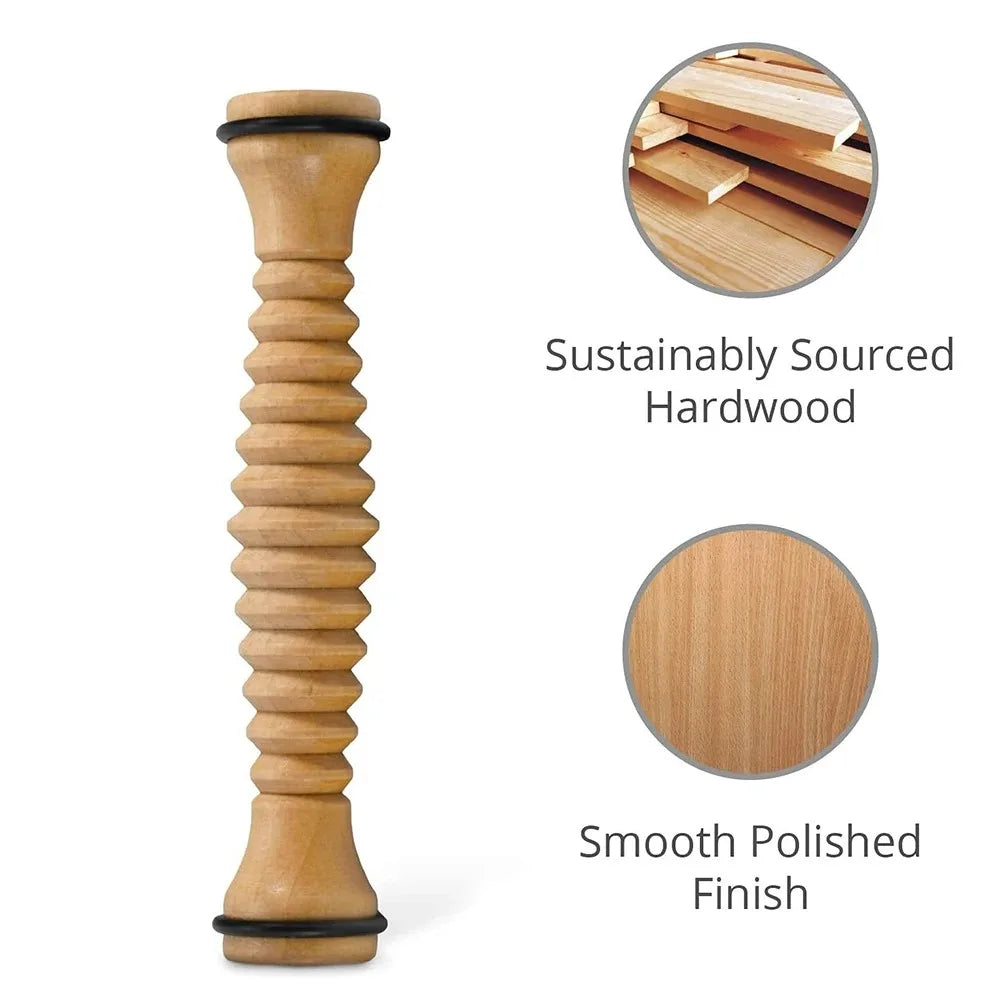 Wooden Foot Roller Massager — Acupressure Therapy for Plantar Fasciitis, Foot Arch & Myofascial Pain