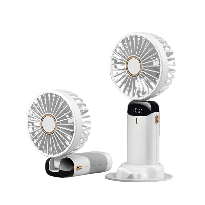 Digital Display USB Handheld Mini Fan – Portable Foldable Silent Fan for Office, Students, Desktop with Multi-Speed Adjustment