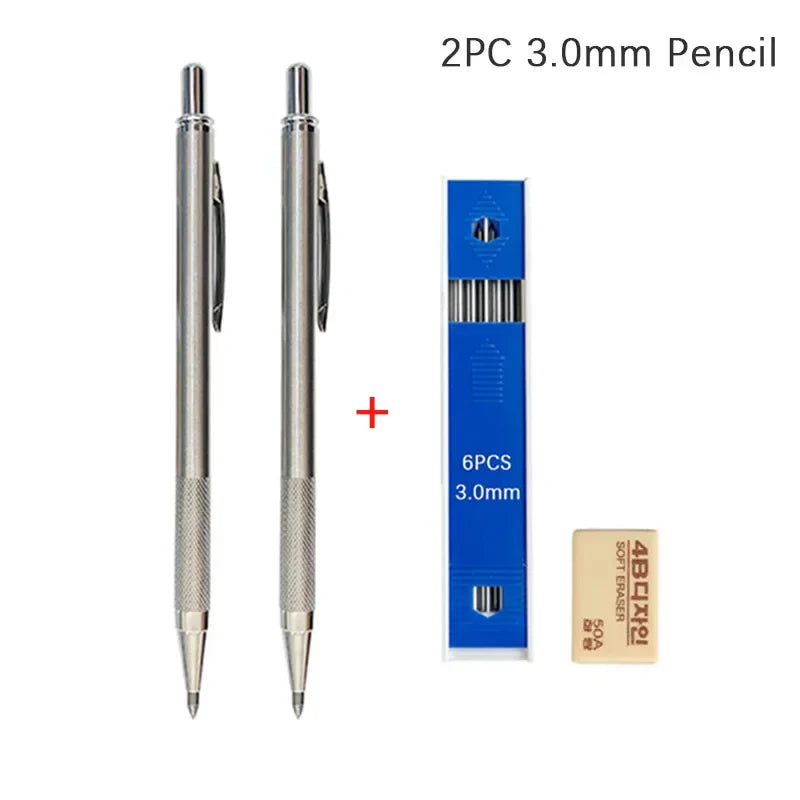 Full Metal Mechanical Pencil Set — 0.3–2.0mm Automatic Pencils for Art, Drawing & School