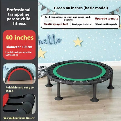 Household Indoor Trampoline – Foldable Thickened Steel Pipe Bounce Bed for Kids and Adults