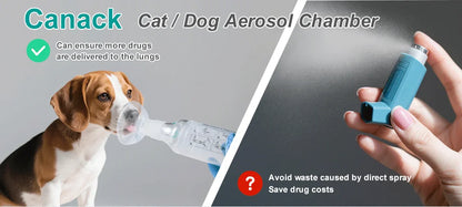Cat & Dog Aerosol Chamber Inhaler — Portable Pet Spacer with Breathing Indicator Silicone Mask for Veterinary Use