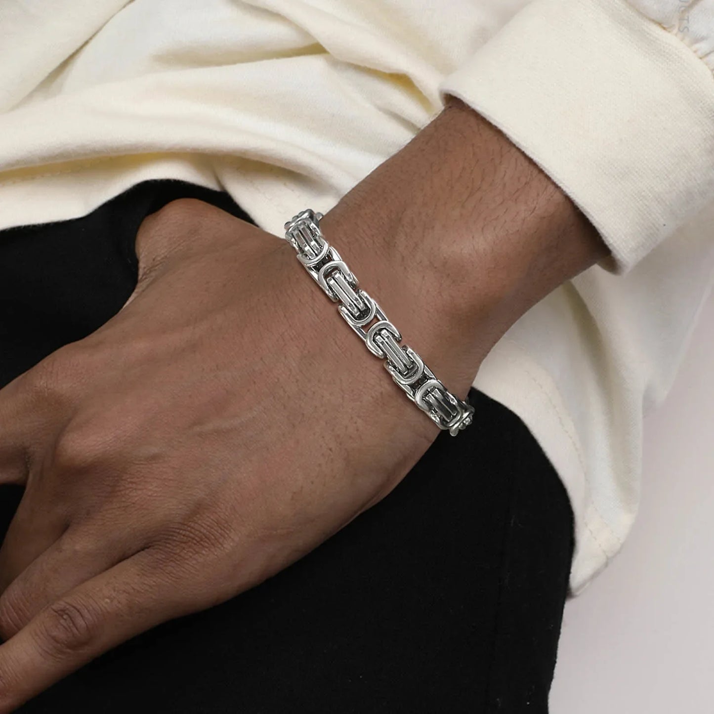 Men's Stainless Steel Byzantine Chain Bracelet – 4/5/6/8MM Link Wristband for Boys, Perfect Gifts for Him