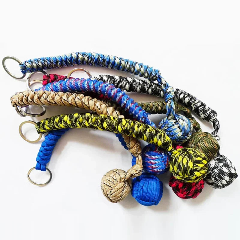 Black Monkey Fist Steel Ball – Outdoor Self-Defense Keychain for Survival & Personal Protection
