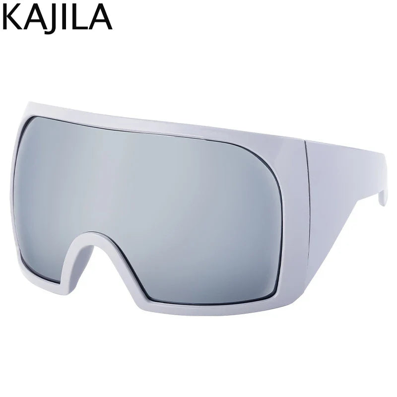 2025 Oversized Punk Shield Sunglasses – Luxury Steampunk Big Frame UV400 Sport Goggles for Women & Men