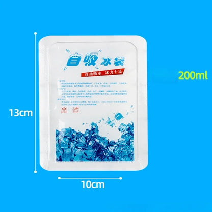 5PCS Reusable Gel Ice Bags — Automatic Water Absorption Insulated Ice Packs for Pain Relief, Cold Compress & Food Cooling