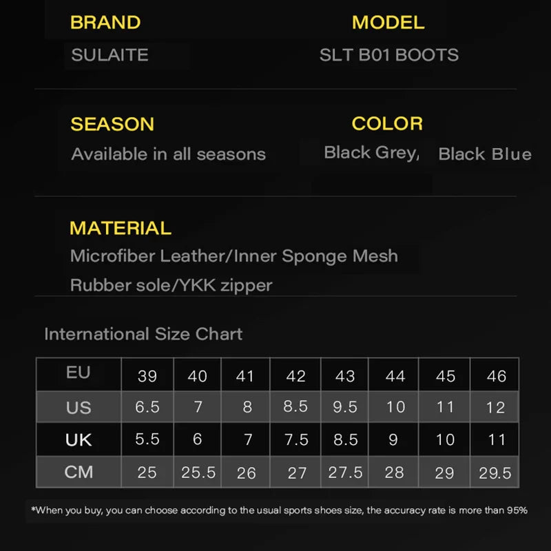 Men’s Motorcycle Boots - Breathable Anti-Fall, Road Racing Rider Shoes with Gear Shift Rubber Sole, Reflective Motorbike Boots