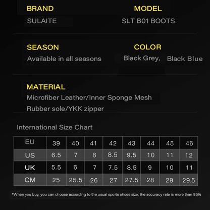 Men’s Motorcycle Boots - Breathable Anti-Fall, Road Racing Rider Shoes with Gear Shift Rubber Sole, Reflective Motorbike Boots