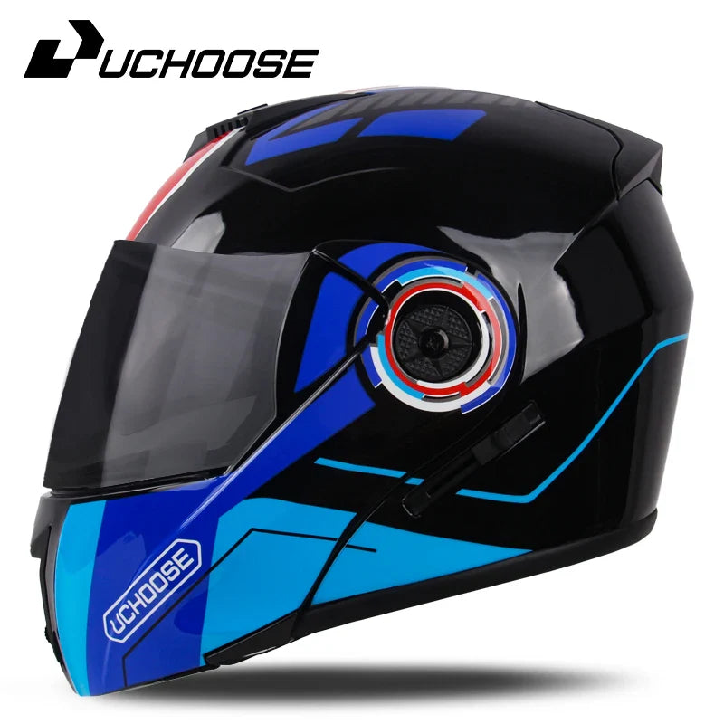 New Full Face Motorcycle Helmet – Racing Helmet with Double Sun Visor & Flip-Up Double Lens for Men & Women, DOT Certified