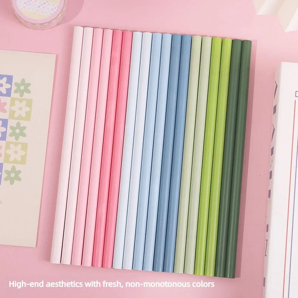12-Piece Gradient Colored Pencils Set - Pastel Macaron Colors with Natural Wood Finish