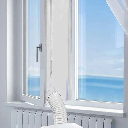 AirLock Portable AC Window Seal Kit 3/4M – Flexible Cloth Sealing Plate with Zip & Adhesive for Air Conditioner Window Vent Kit