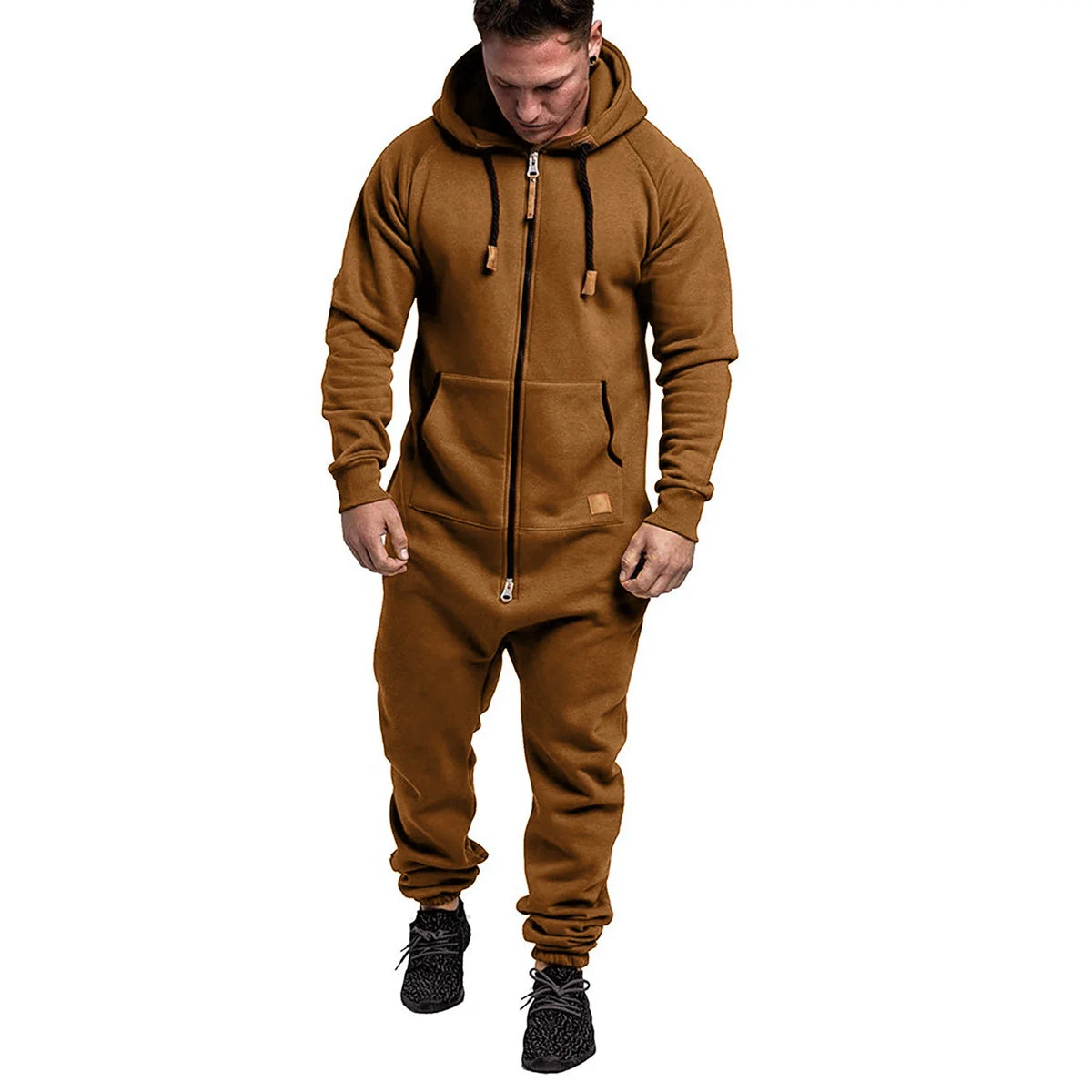 New 3D Full Design Jumpsuit Pajamas — Men’s Long-Sleeve Sports Pants & Solid Color Zipper Hoodie Casual Outfit