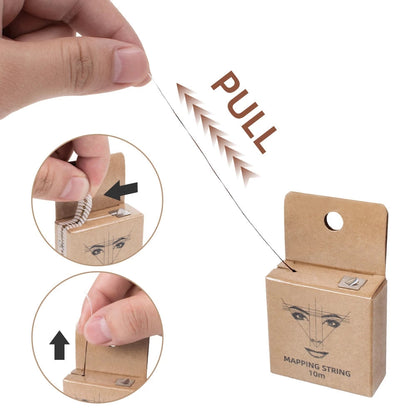 10m Pre-Inked Mapping String for Eyebrows – Microblading & PMU Marker Thread in Box for Tattoo Brow Mapping