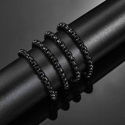 HIYEE Stainless Steel Box Link Chain Necklace - Classic Curb Design in Black | 2mm/3mm/4mm/5mm for Men & Women | DIY Gift