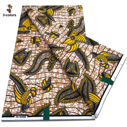 African Real Wax Print Fabric - 100% Cotton Soft Ankara Pagne Material for Dresses