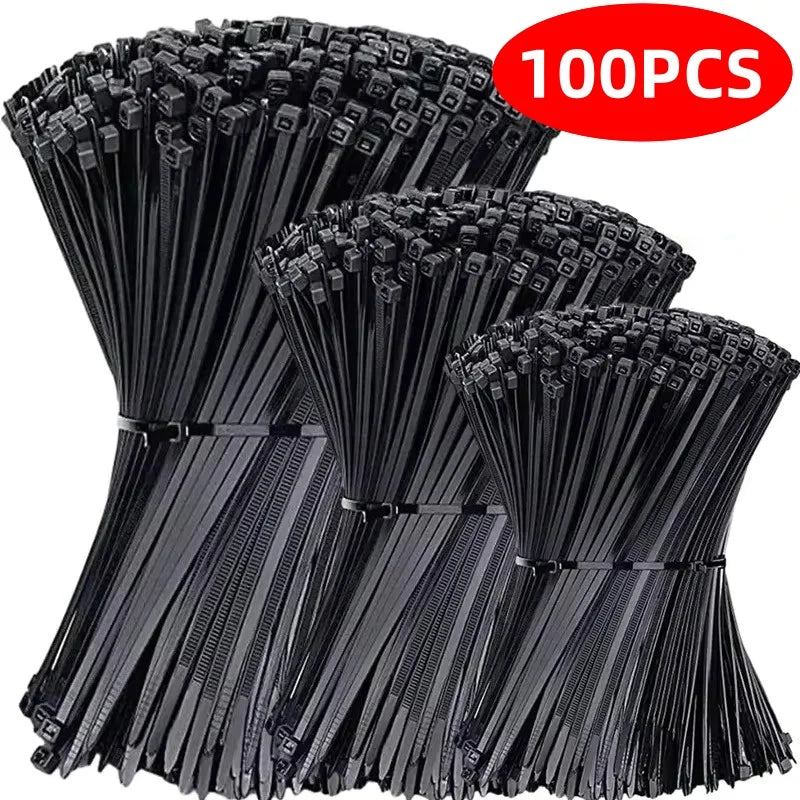 100PCS Nylon Cable Ties - Self-Locking Adjustable Wire Zip Ties for Home Office Cable Management