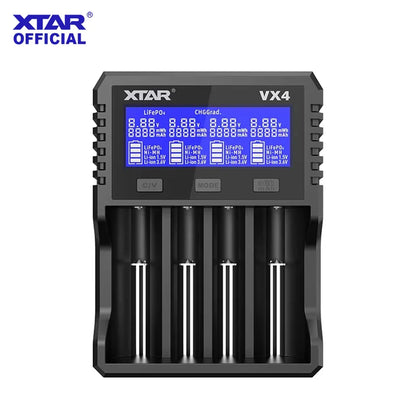 XTAR VX4 20W Fast Battery Charger with LED Display – 18650, AAA/AA, Li-ion, NiMH, LiFePO4 Charger & Capacity Tester