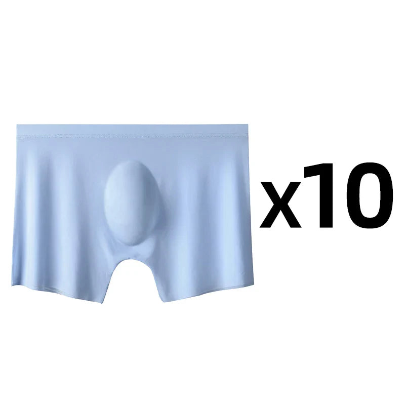Men’s 10-Pack Ice Silk Boxers – Ultra-Thin Seamless Breathable Summer Underwear Shorts Set