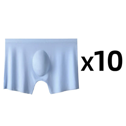 Men’s 10-Pack Ice Silk Boxers – Ultra-Thin Seamless Breathable Summer Underwear Shorts Set