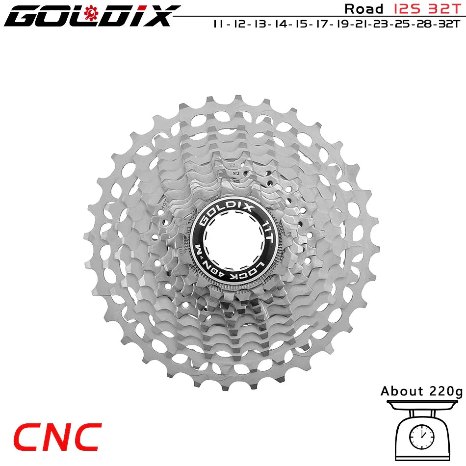 GOLDIX Ultralight CNC Road Bike Cassette — 11/12-Speed 28T-36T Sprocket for SHIMANO HG, K7 11S/12S