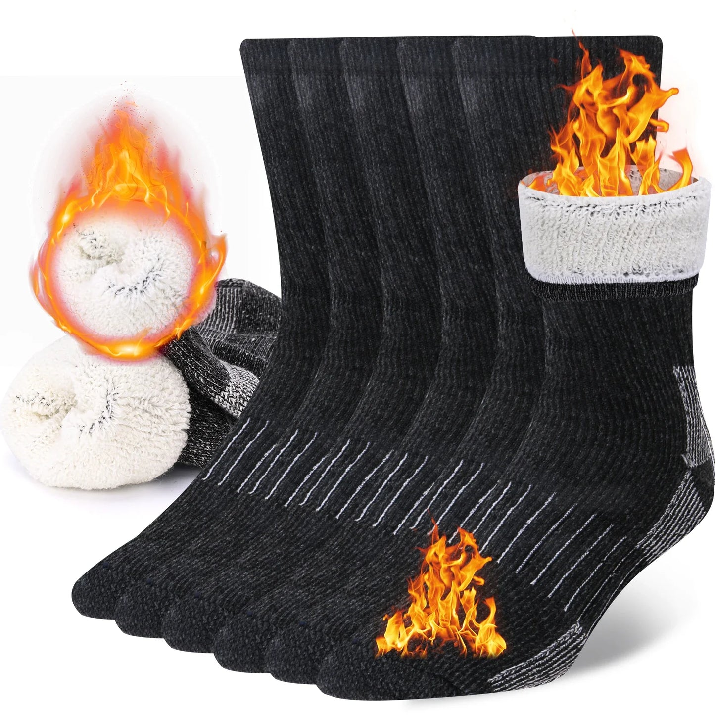 3 Pairs Merino Wool Crew Socks | Thermal Warmth for Men & Women, Ideal for Winter Work, Hiking, Running & Outdoor Sports