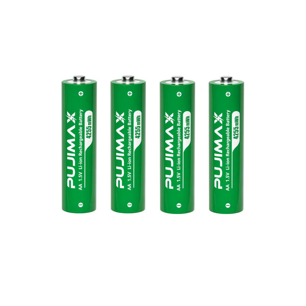 PUJIMAX Smart AA/AAA Lithium Battery Charger – Charges 4 AA + 4 AAA Rechargeable Li-ion Batteries with High Capacity Set