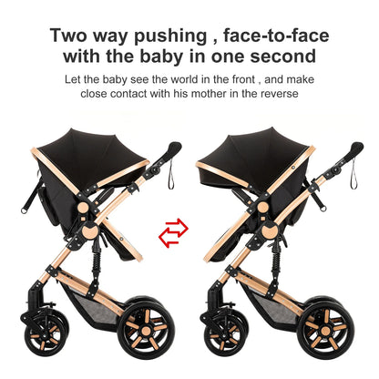 High-Quality 3-in-1 Newborn Baby Stroller — Lightweight Folding Cart with Comfort Seat & ISOFIX Safety