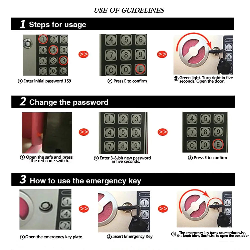 Electronic Digital Keypad Lock Safe – All Steel Security Box for Home & Office