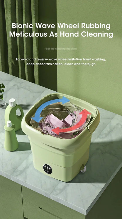Folding Washing Machine Bucket – Portable Clothes & Socks Washer for Travel, EU/US/UK Plug
