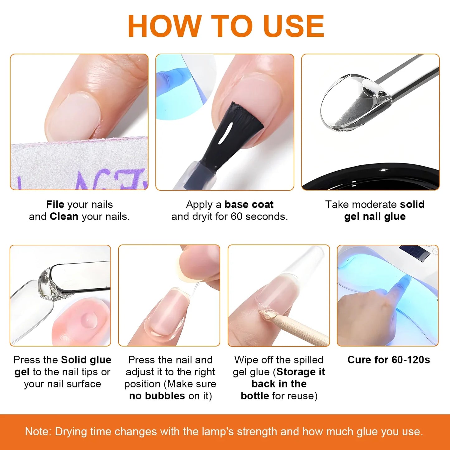 8g Multifunctional Solid Nail Tips Gel – Non-Stick Rhinestone Gel Glue for DIY Home Manicure