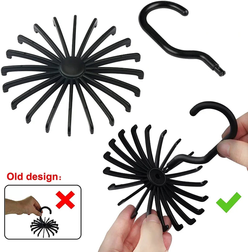 Rotating Hook Holder Rack - Space-Saving Tie, Belt, and Scarf Hanger for Closet Organization